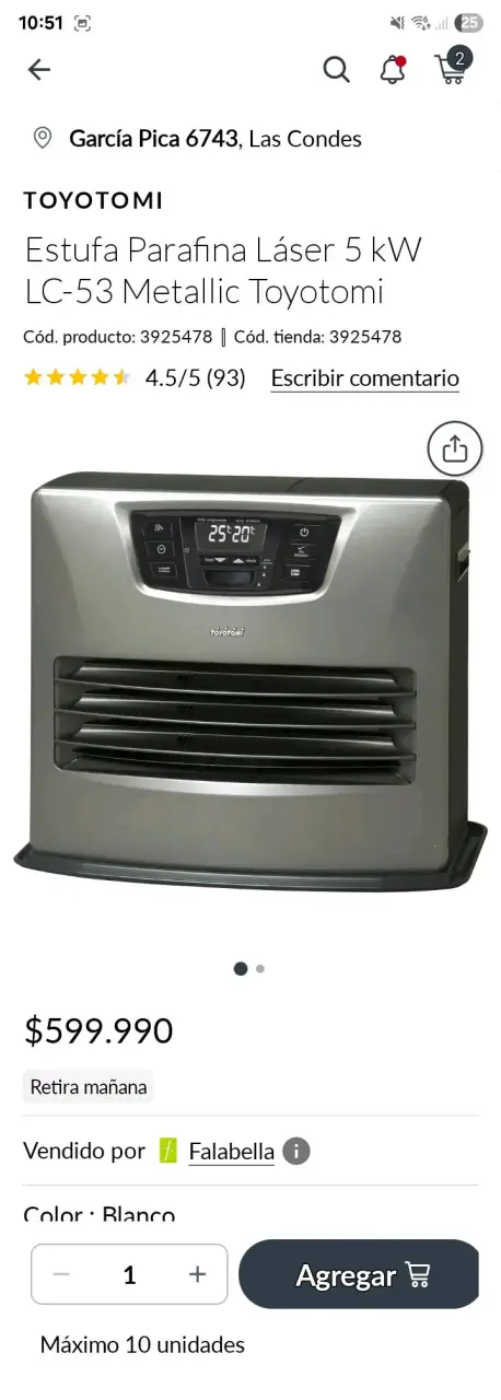 Estufa parafina láser 5 kW Toyotomi LC-53