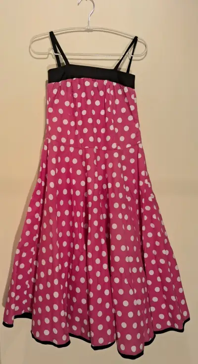 Vestido vintage rosa con lunares blancos - miniatura 5