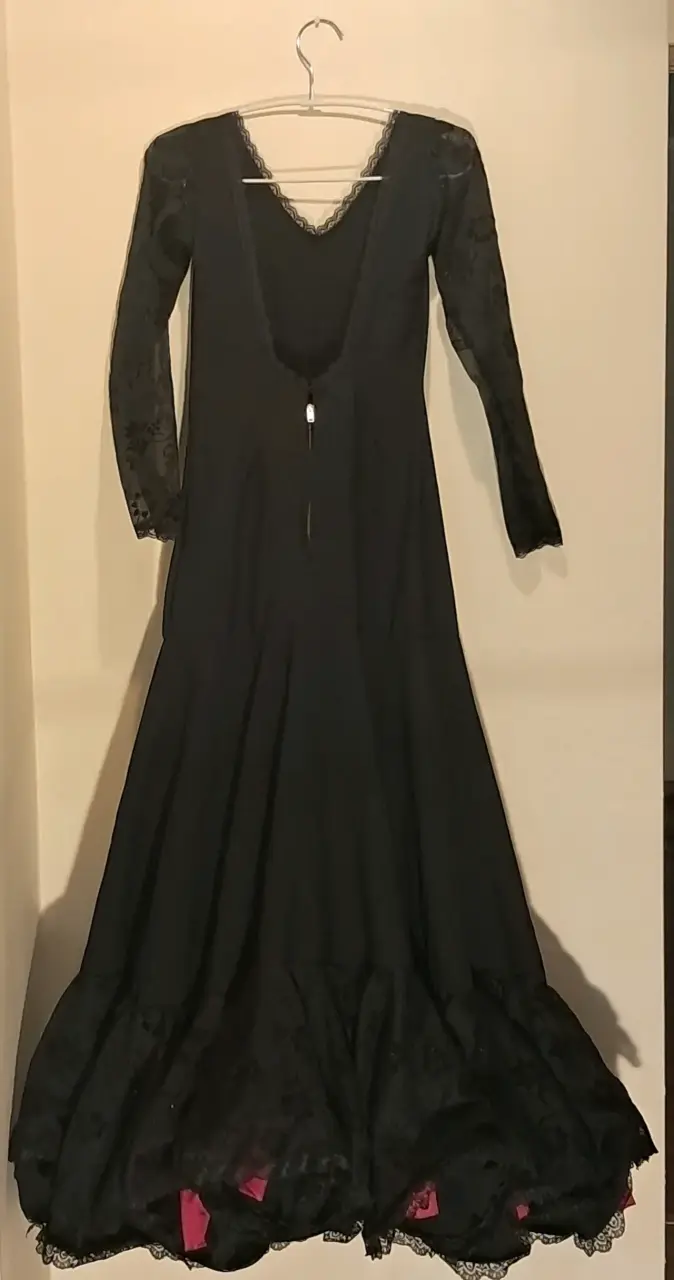 Vestido Flamenco largo negro con encaje elegante - 2