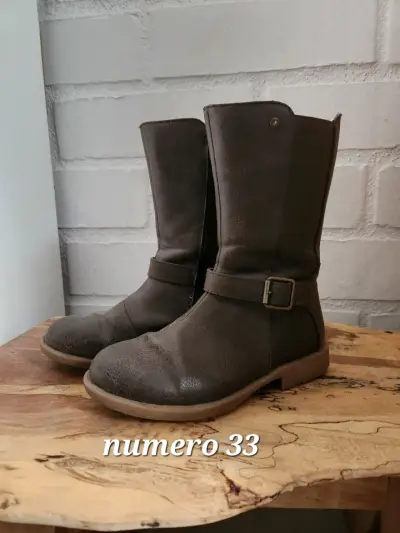 Botas de cuero marrón para niña número 33 - miniatura 1