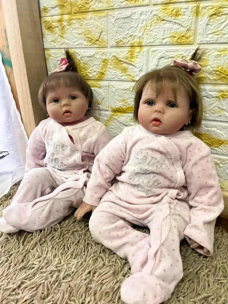 Muñecas Reborn Gemelas con Pijama Rosado
