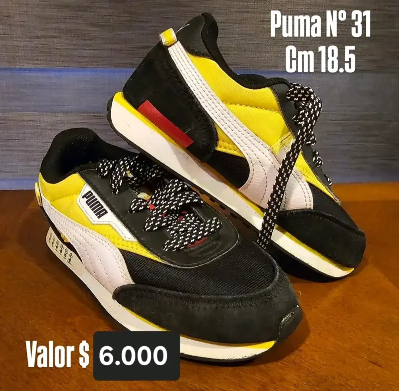 Zapatillas Puma Niño Talla 31 Amarillas y Negras