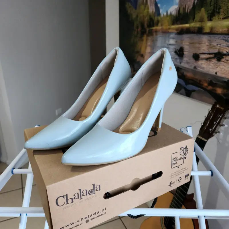 Zapatos de Tacón Azul Claro Chalada
