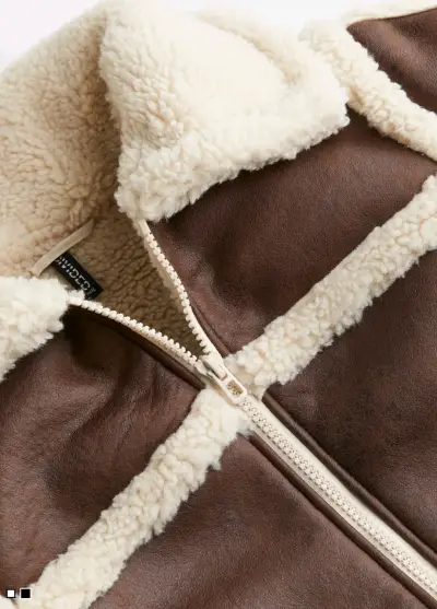 Chaqueta de ecocuero con forro de borrego - miniatura 3
