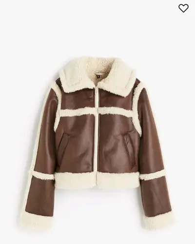 Chaqueta de ecocuero con forro de borrego - miniatura 1