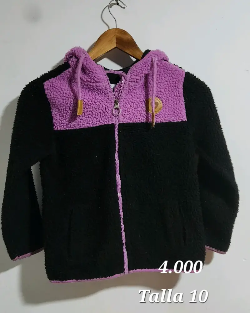 Chaqueta de lana negra y morada para niña Talla 10