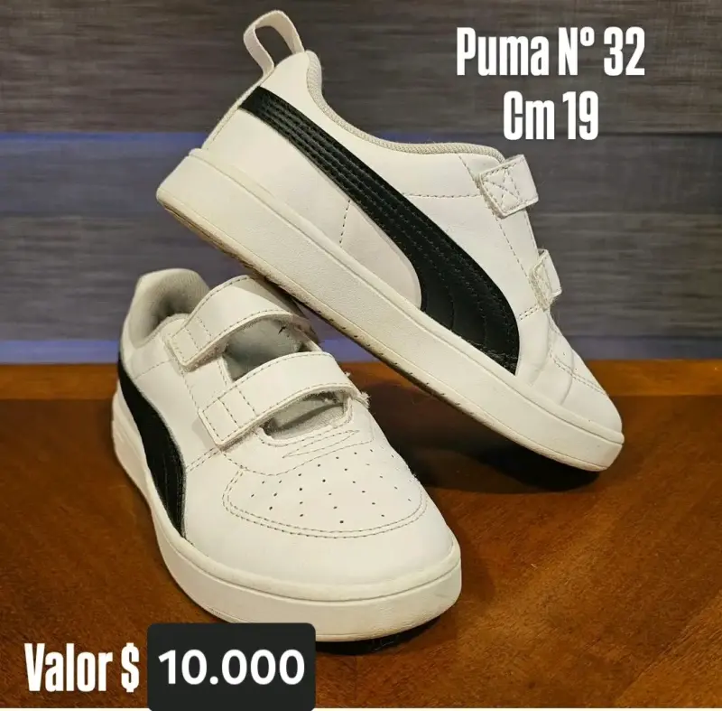 Zapatillas deportivas blancas para niños Puma talla 32