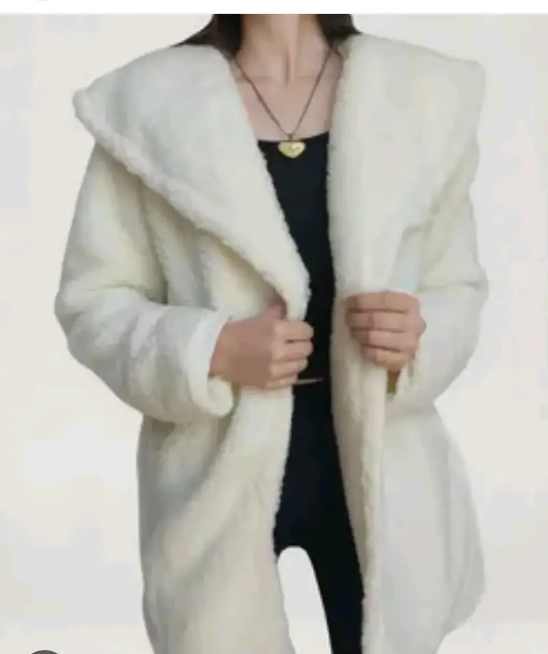 Abrigo de piel sintética blanco para mujer - 1