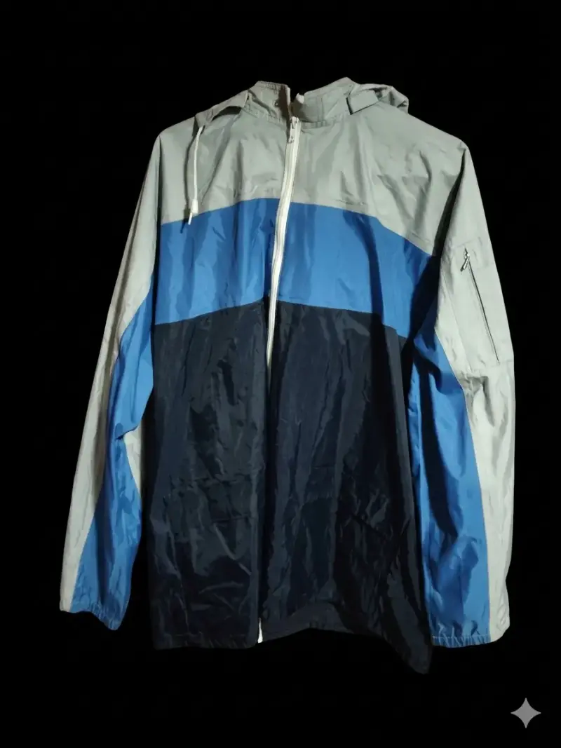 Cortaviento impermeable azul y gris para hombre