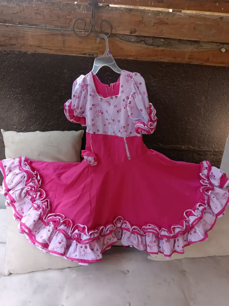 Vestido de huasa chilena para niña color rosa - 2