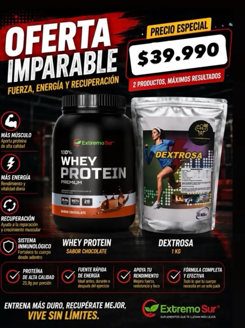 Combo Whey Protein y Dextrosa