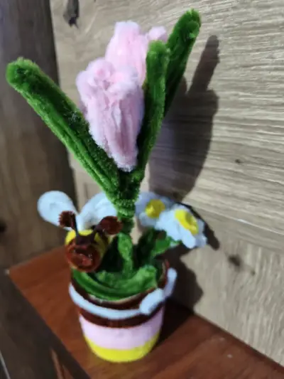 Decoración de flores de chenille en maceta - miniatura 4