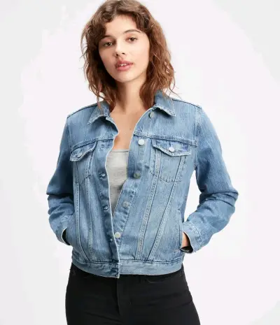 Chaqueta de mezclilla azul para mujer - miniatura 1