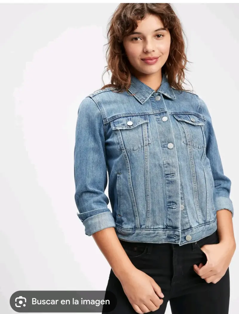 Chaqueta de mezclilla azul para mujer - 3