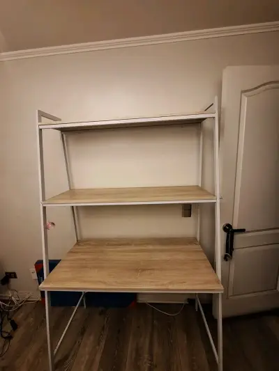 Escritorio con estantería de madera y metal - miniatura 3