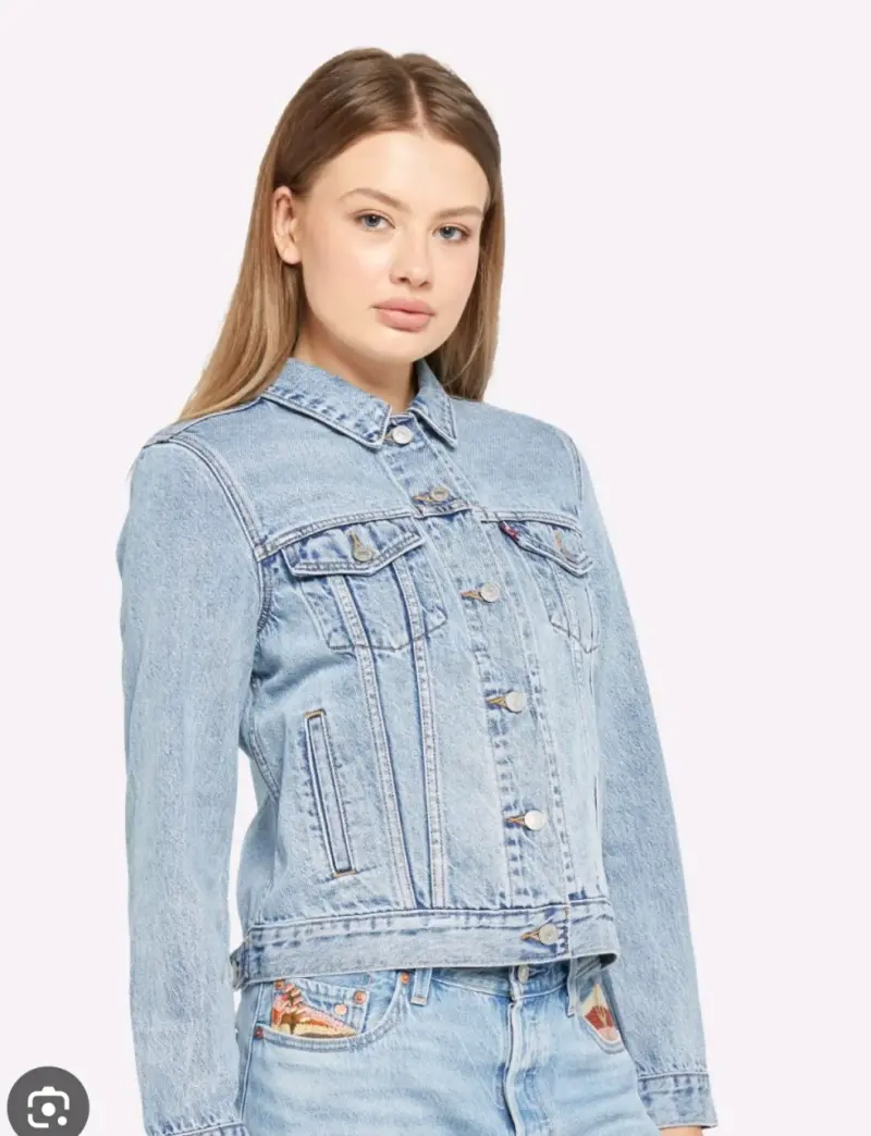 Chaqueta de mezclilla azul claro para mujer - 2