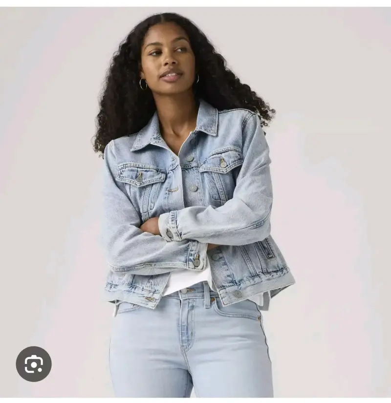 Chaqueta de mezclilla azul claro para mujer - 3