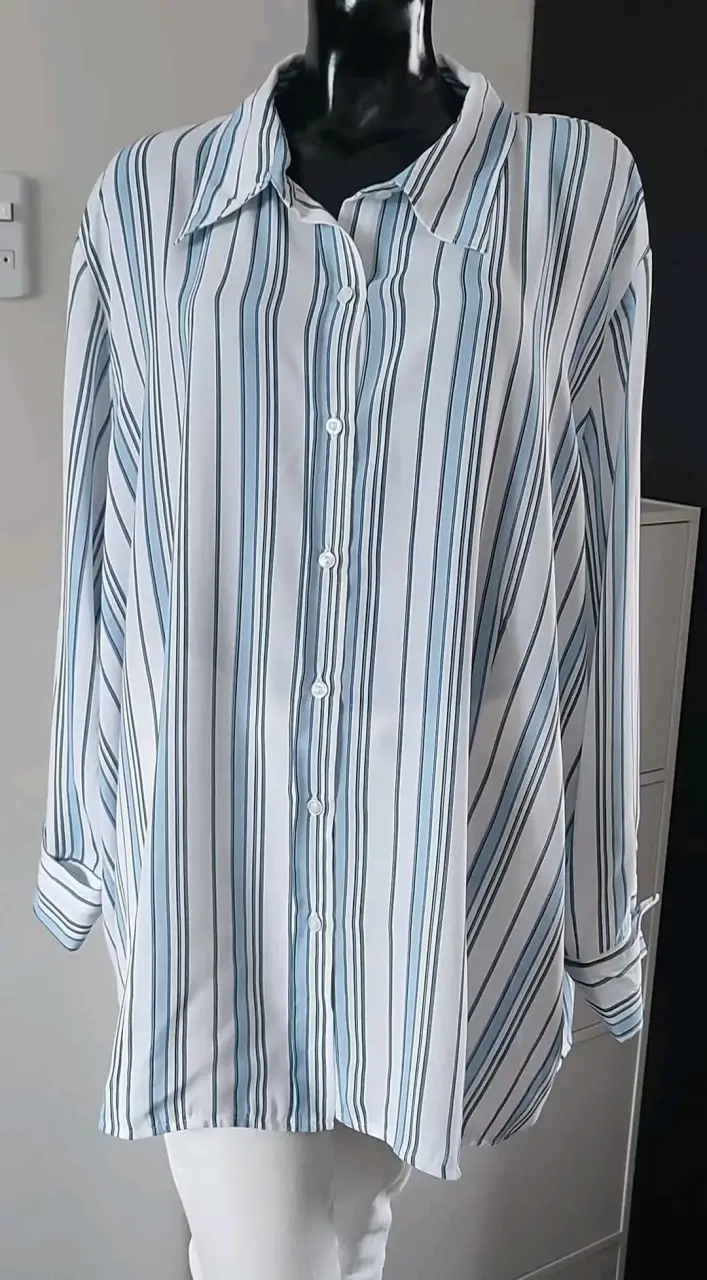 Blusa de rayas azul y blanca para mujer - 2