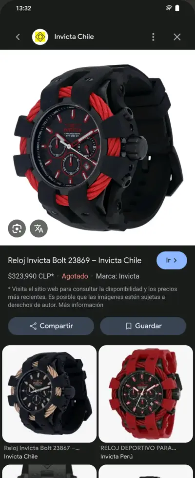 Reloj Invicta Bolt 23869 Negro y Rojo - miniatura 7