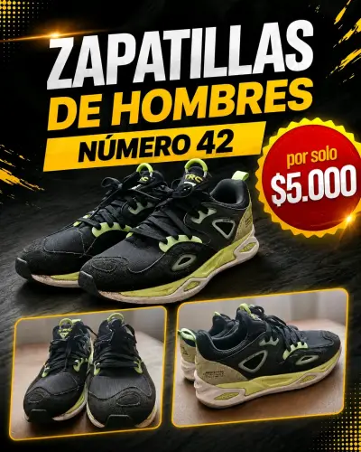Zapatillas hombre número 42 negras y ver - miniatura 1