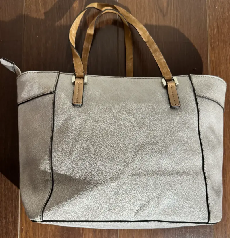 Bolso de mano Guess beige con asas marrones - 3