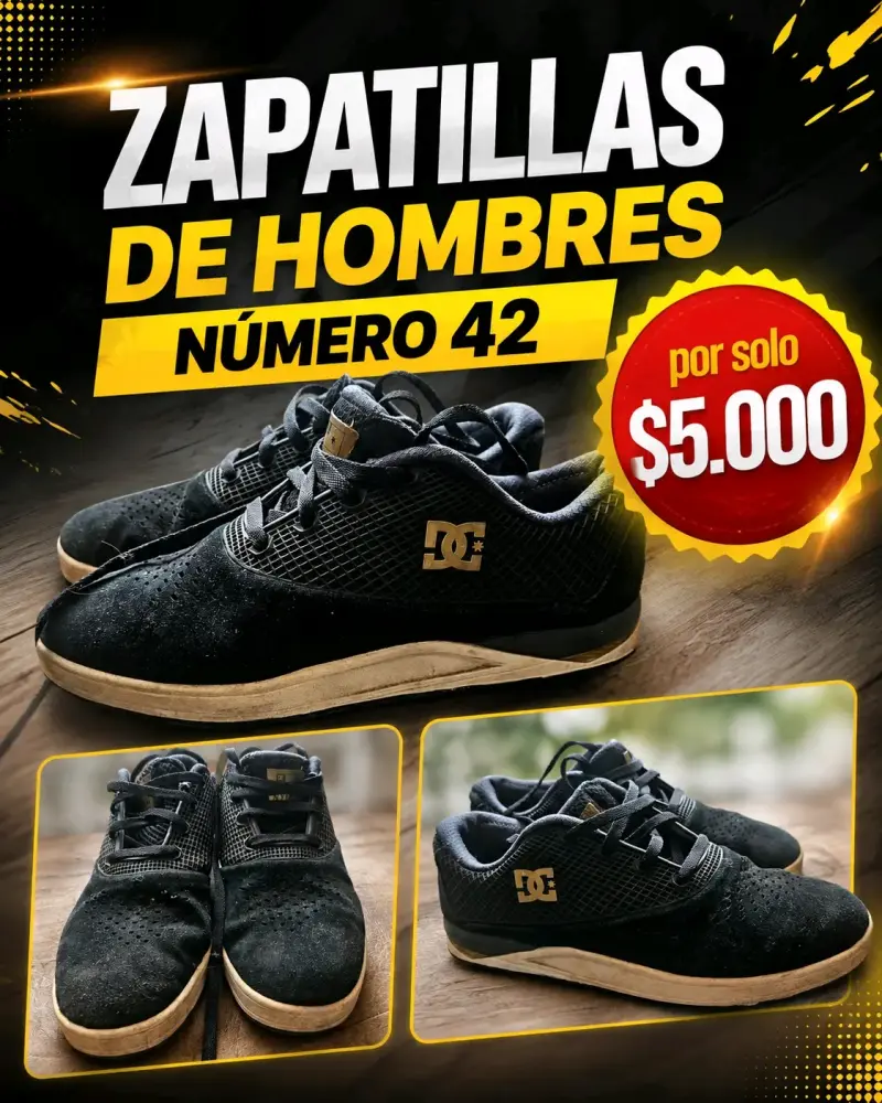 Zapatillas DC Hombre Talla 42 Negras - 1