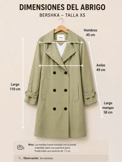 Abrigo verde claro Bershka talla XS - miniatura 1