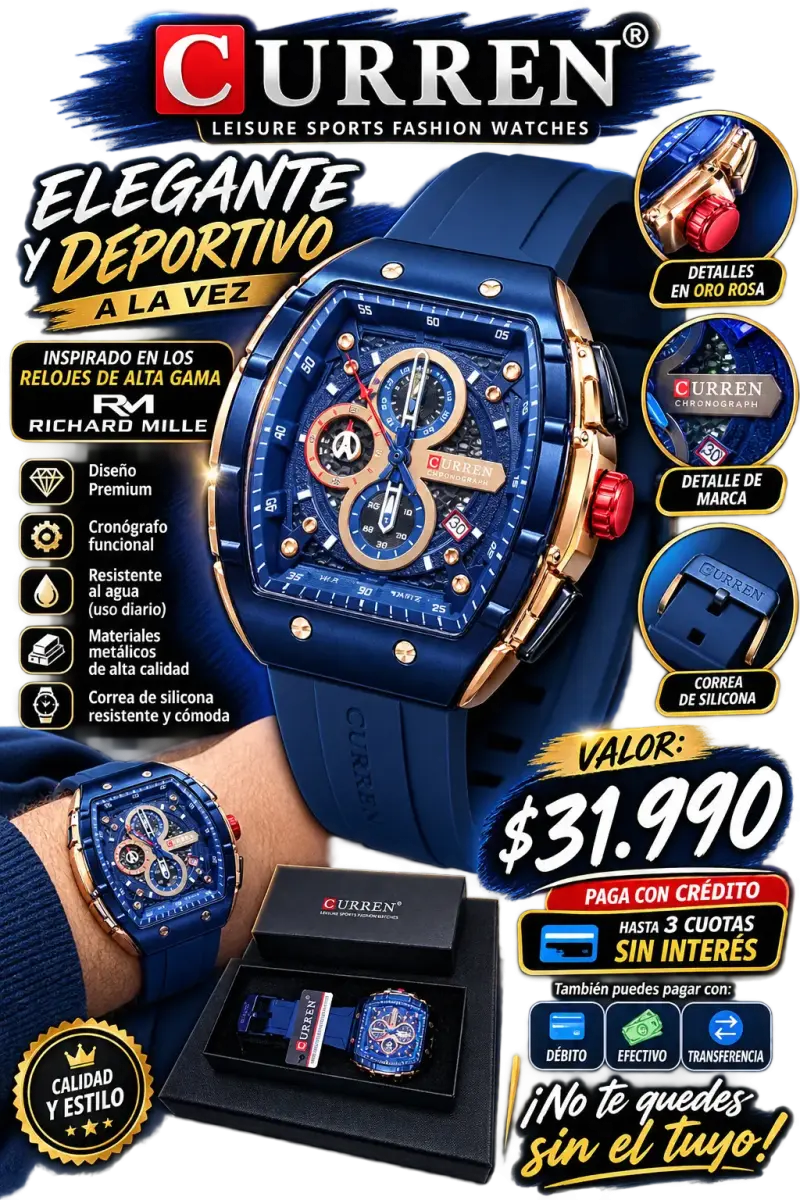 Reloj Curren Deportivo Azul con Cronógrafo