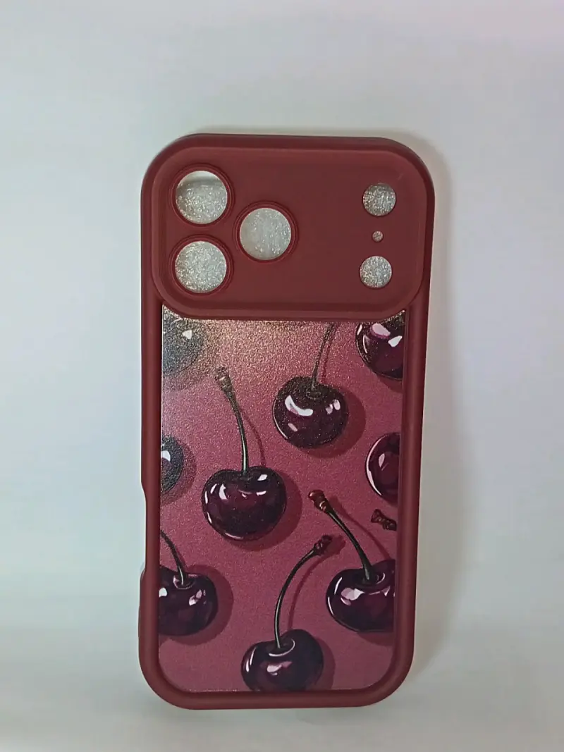 Funda para iPhone 17 pro máx con diseño de cerezas
