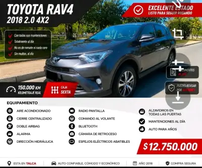 Toyota RAV4 2018 2.0 4x2 en excelente estado - miniatura 1
