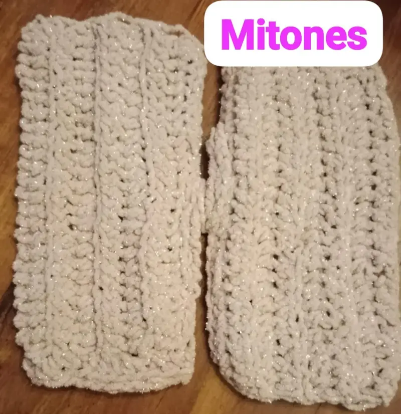 Set de invierno tejido a mano beige - 3