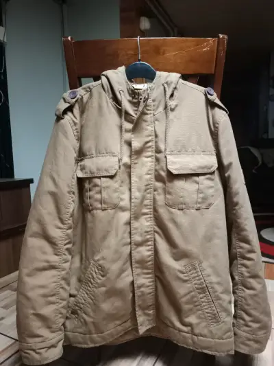 Parka marrón con capucha y forro XL - miniatura 1