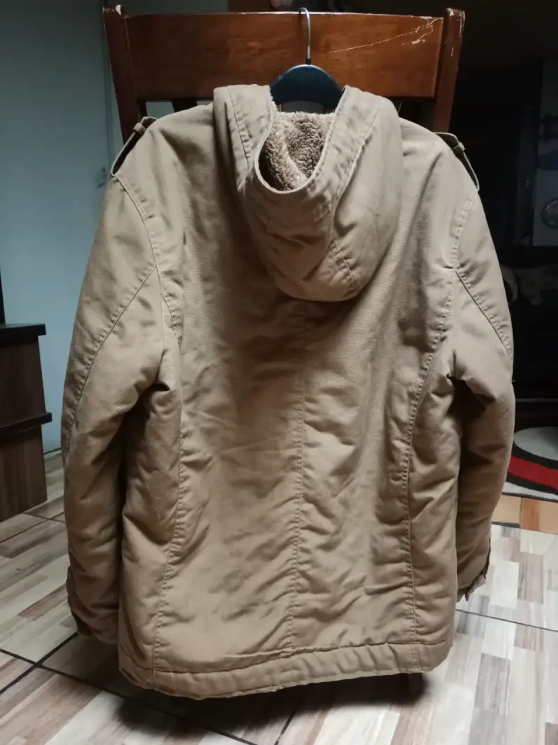 Parka marrón con capucha y forro XL - 2
