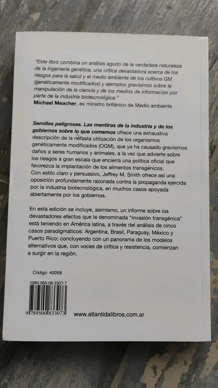 Libro 'Semillas Peligrosas' de Jeffrey M. Smith - 2