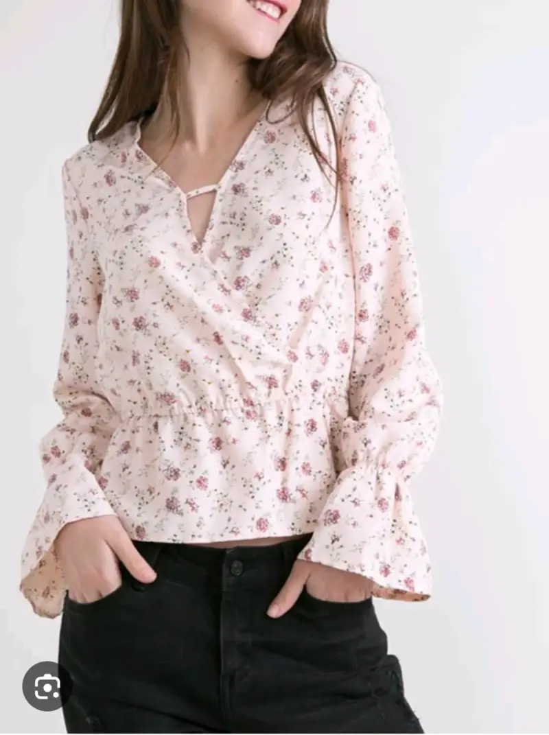 Blusa floral manga larga para mujer - 1