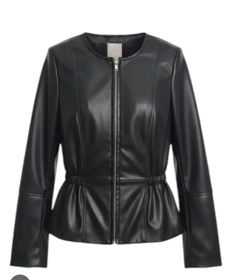 Chaqueta de cuero sintético negra para mujer - 1