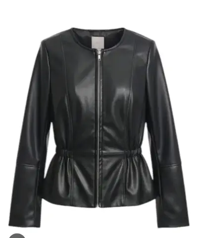 Chaqueta de cuero sintético negra para mujer - miniatura 1