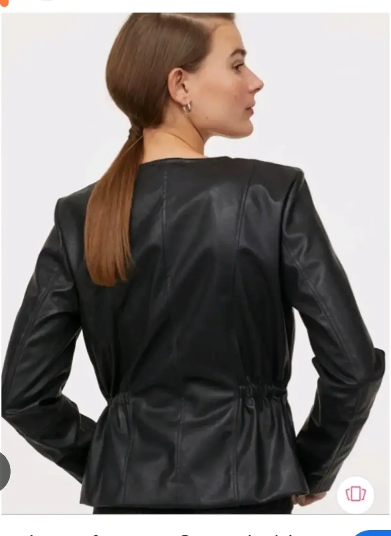 Chaqueta de cuero sintético negra para mujer - 2