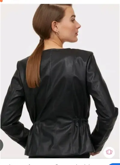 Chaqueta de cuero sintético negra para mujer - miniatura 2