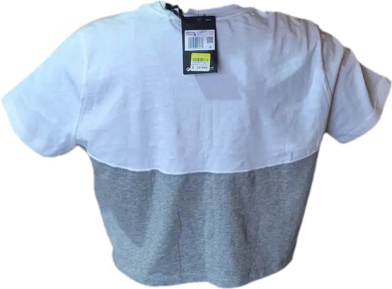 Polera bicolor blanca y gris para mujer - 1
