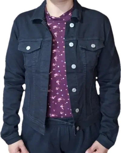 Chaqueta de mezclilla negra marca Index para mujer - miniatura 1