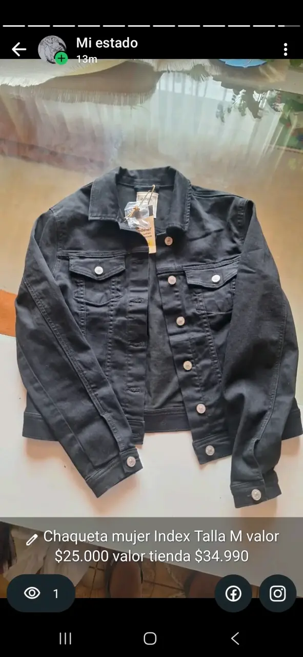 Chaqueta de mezclilla negra marca Index para mujer - 3