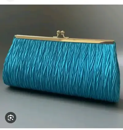 Elegante cartera de mano azul metálico - miniatura 1