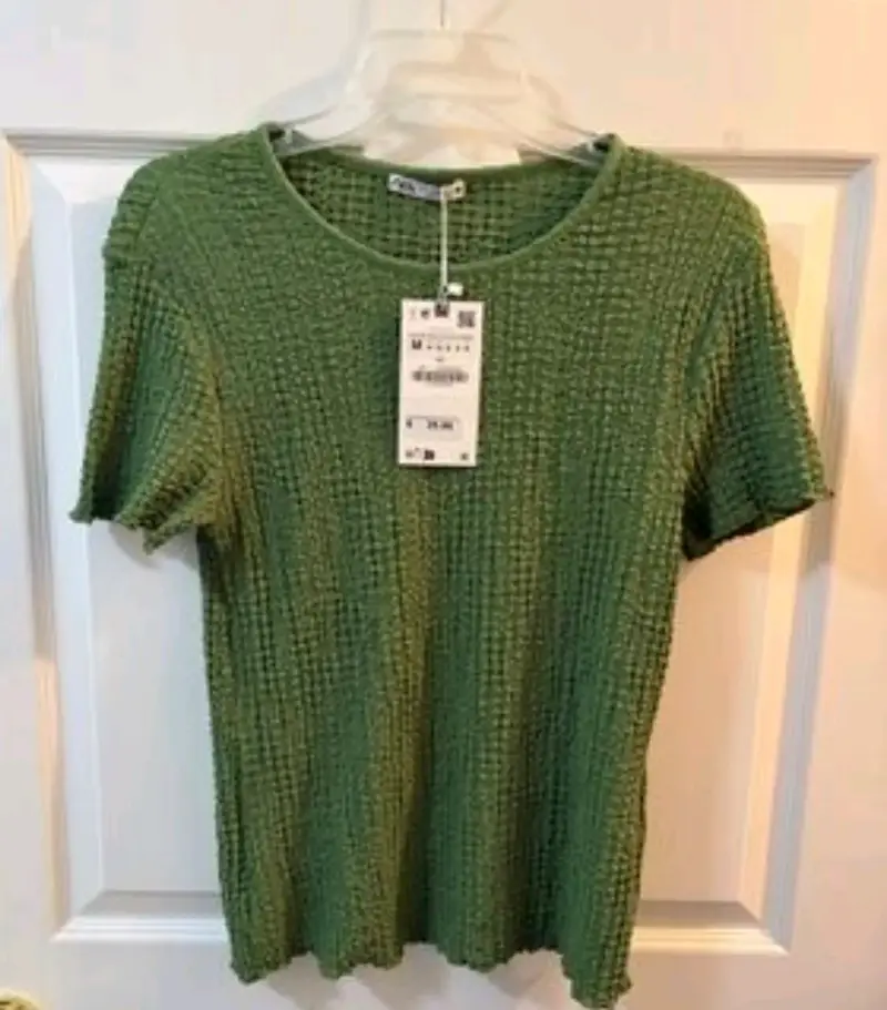 Polera verde texturizada para mujer - 1