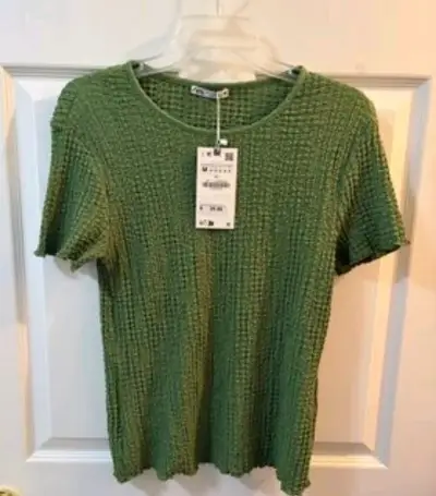 Polera verde texturizada para mujer - miniatura 1