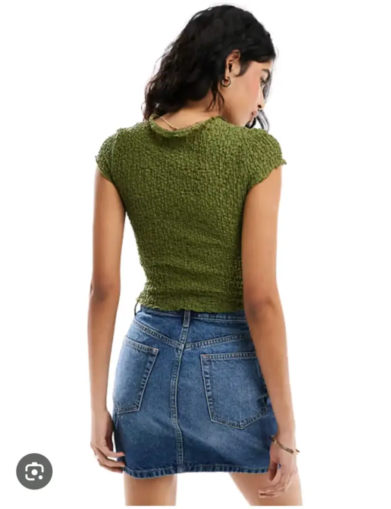 Polera verde texturizada para mujer - 2