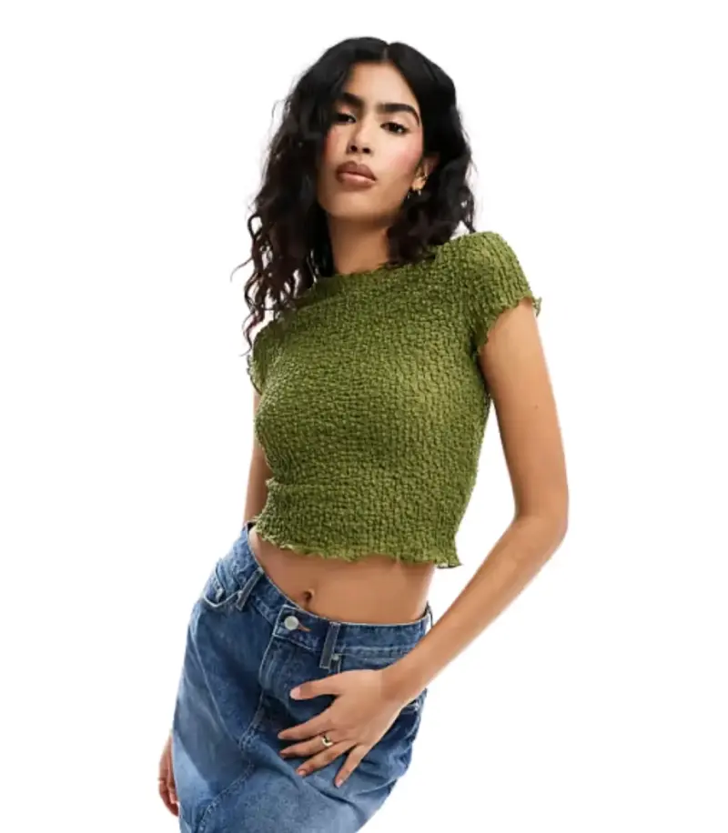Polera verde texturizada para mujer - 3