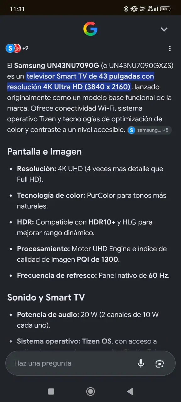 Televisor Samsung Smart TV 43 pulgadas 4K - 3