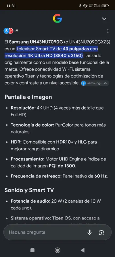 Televisor Samsung Smart TV 43 pulgadas 4K - miniatura 3