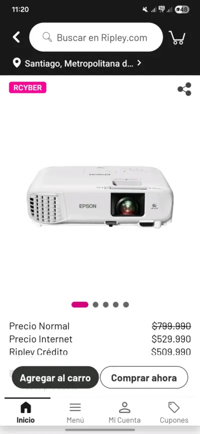 Proyector Epson entrada HDMI y 1001 horas de us - miniatura 2